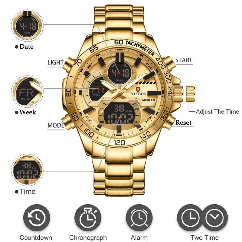 LIGE jam tangan Quartz pria modis, jam tangan militer bisnis antiair 50ATM + kotak 2023