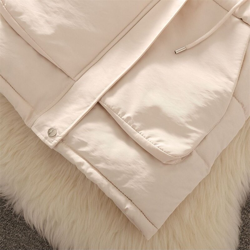 Chalecos cálidos de algodón para mujer, chaqueta coreana sin mangas, Parka femenina con capucha de longitud media, novedad de invierno, 2024