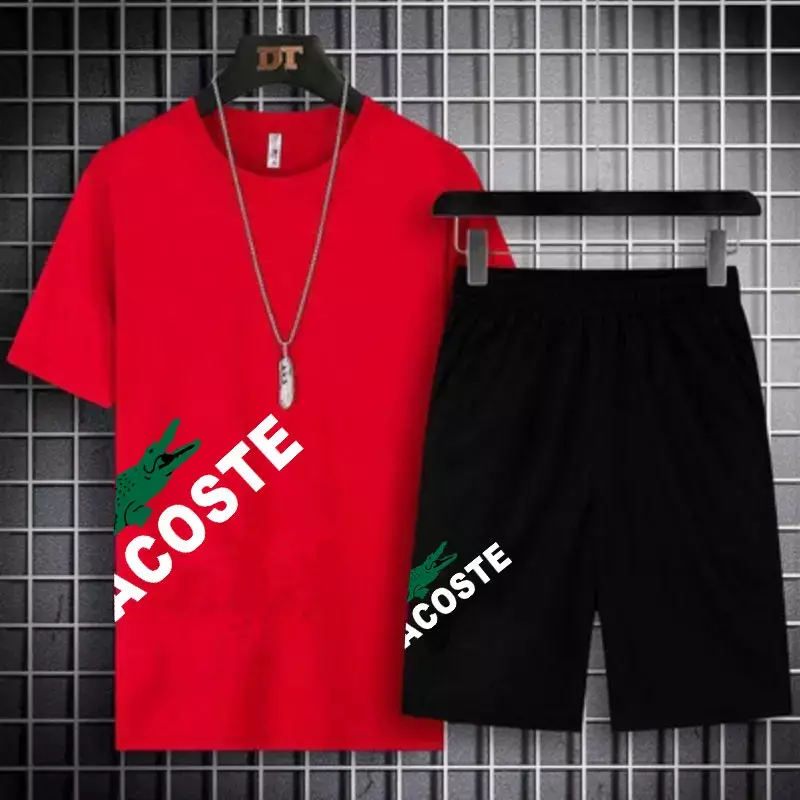 Neue Herren T-Shirt Shorts Set Sommer atmungsaktiv lässig T-Shirt Laufset Mode Harajuku gedruckt männlichen Sporta nzug