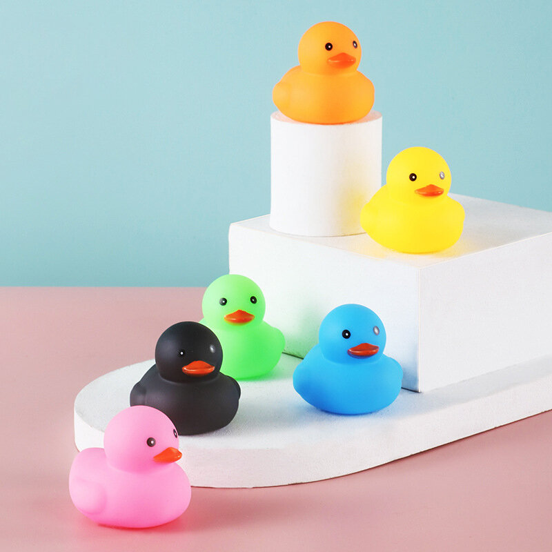 Juguetes de baño para bebé, pato amarillo de goma, Kawaii, Flotador para apretar, regalo para bebé