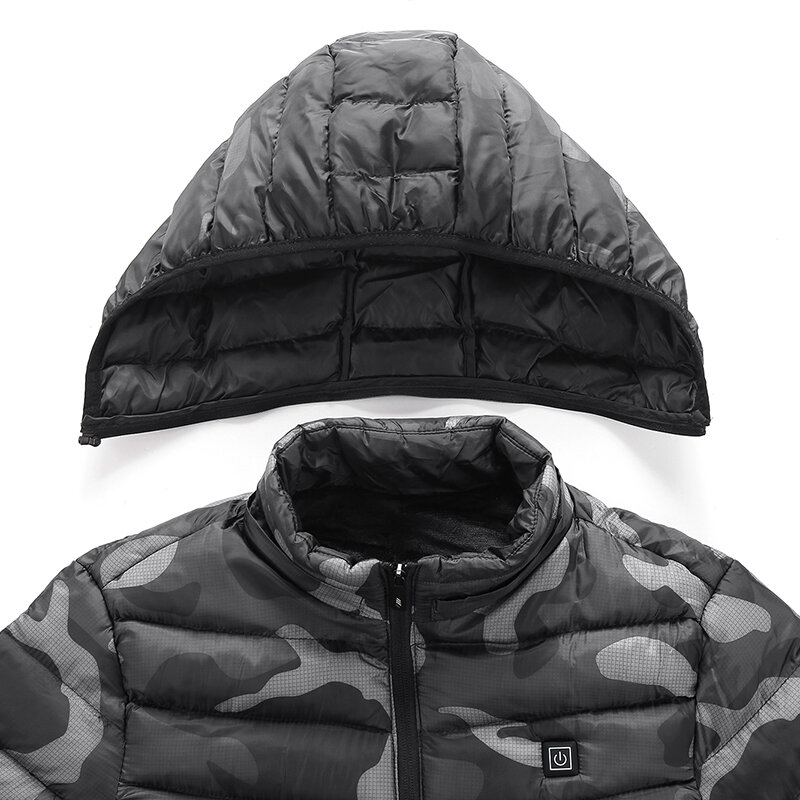 2022 oem jaqueta masculina zipper pockets Winter modest warm hooded techwear for plus size heated coat men's jacket