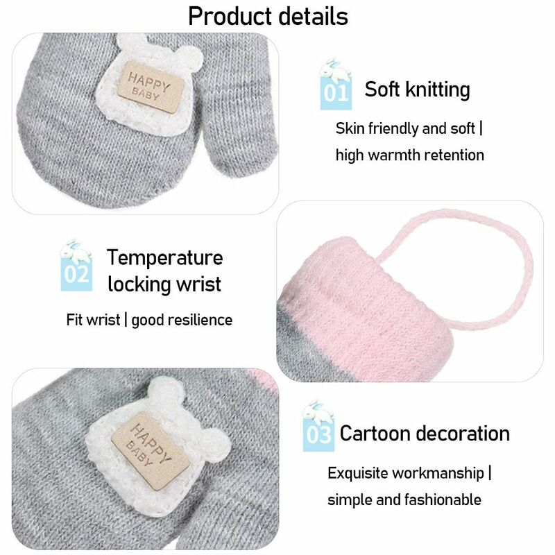 1-6Years Toddler Children Kids Warm Rope Thicken Mittens Winter Knitted Gloves  ​ Mittens