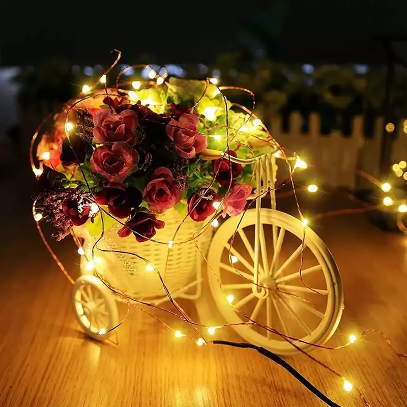 Fio De Cobre LED Fairy Lights, Mini Guirlanda, CR2032 Bateria, Luzes De Corda, Árvore De Natal, Ano Novo, Decoração De Presente De Casamento, 2m