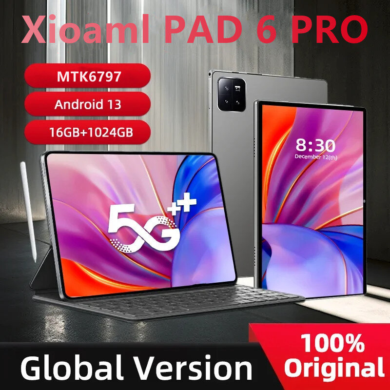 2024ทุกรุ่นแผ่นต้นฉบับ6 Tablet Pro 16GB + 1TB 11inch Android 13 MTK6797 10000mAh แท็บเล็ต5G ซิมการ์ดคู่ HD 4K Mi TAB