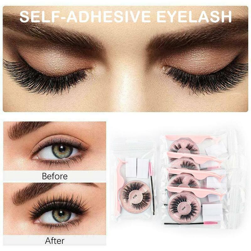 Natural Eyelashes Set Fashion Women Adhesive Free False Tools Eyelash Fluffy Makeup False Half Eyelash Set Short R0M2