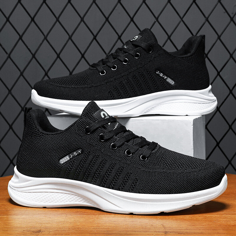 Men's shoes spring new trend men's shoes breathable lace-up running shoes Korean version of light casual walking shoes