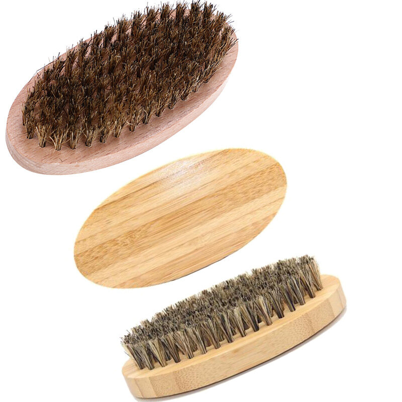 Cepillo de barba de cerdas de jabalí Natural para hombres, masaje facial de bambú que hace maravillas para peinar barbas y bigote, envío directo