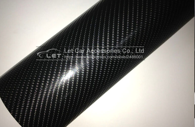 Film de Fiber de carbone 5D noir brillant, enveloppe en vinyle 5D sans bulles d'air pour véhicule et moto