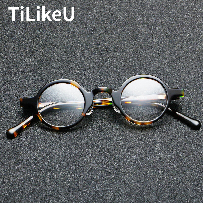 Armações de óculos vintage para homens, óculos redondos pequenos, prescrição óptica miopia, design japonês mão, design mão, estilo coreano