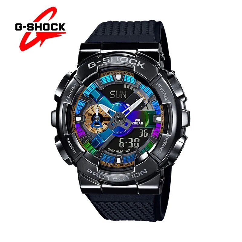 남성용 G-SHOCK 시계, GM110 스테인레스 스틸, 캐주얼 다기능 야외 스포츠, 충격 방지 듀얼 디스플레이, 남성용 쿼츠 시계