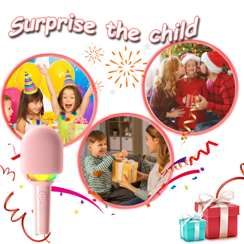 Караоке-машина для детей со светодиодной подсветкой, портативный микрофон для детей, отличные подарки, игрушки для детей, девочек, мальчиков и взрослых, Прямая поставка