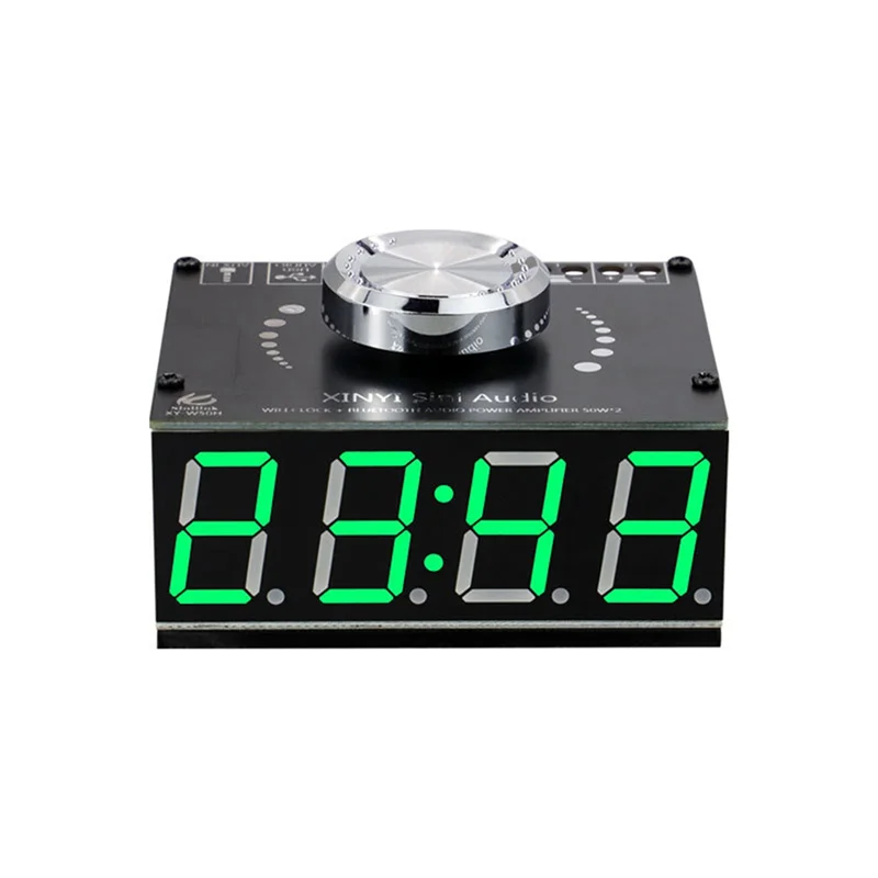 XY-W50H HIFI Level 50Wx2 Stereo Bluetooth Digital Amplifier Module with WIFI Timing Clock BT5.0 Audio Module DC8-24V