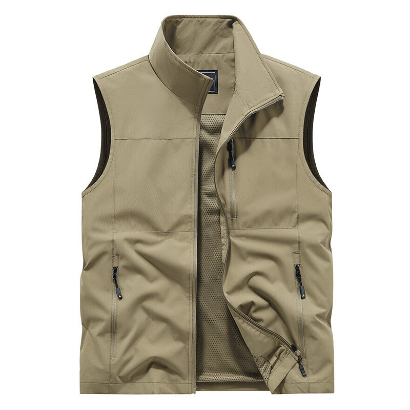 Colete de cor sólida estilo casual masculino, forro de malha macia respirável, roupas masculinas, jaqueta masculina extra grande, top claro, 6XL