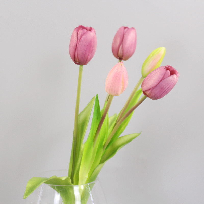 باقة زهور اصطناعية سيليكون فاخرة ، زهور الزنبق التي تعمل باللمس الحقيقي ، ديكور المنزل ، زهرة الديكور
