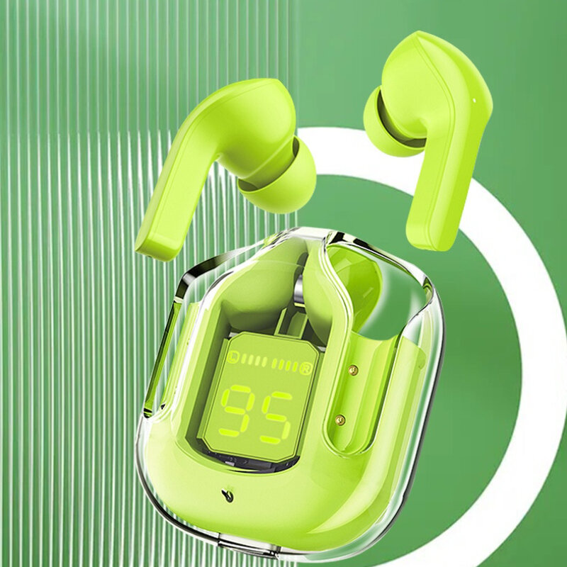 Écouteurs Bluetooth sans fil transparents, écouteurs stéréo antibruit, téléphone de sauna avec affichage numérique, étui de charge, jeux étanches
