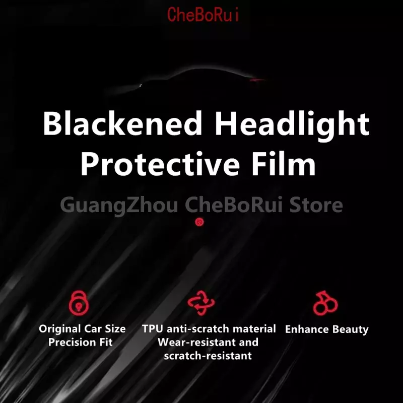 For VOLVO V90 16-22 TPU Blackened,Transparent Headlight Protective Film, Headlight Protection,Film Modification