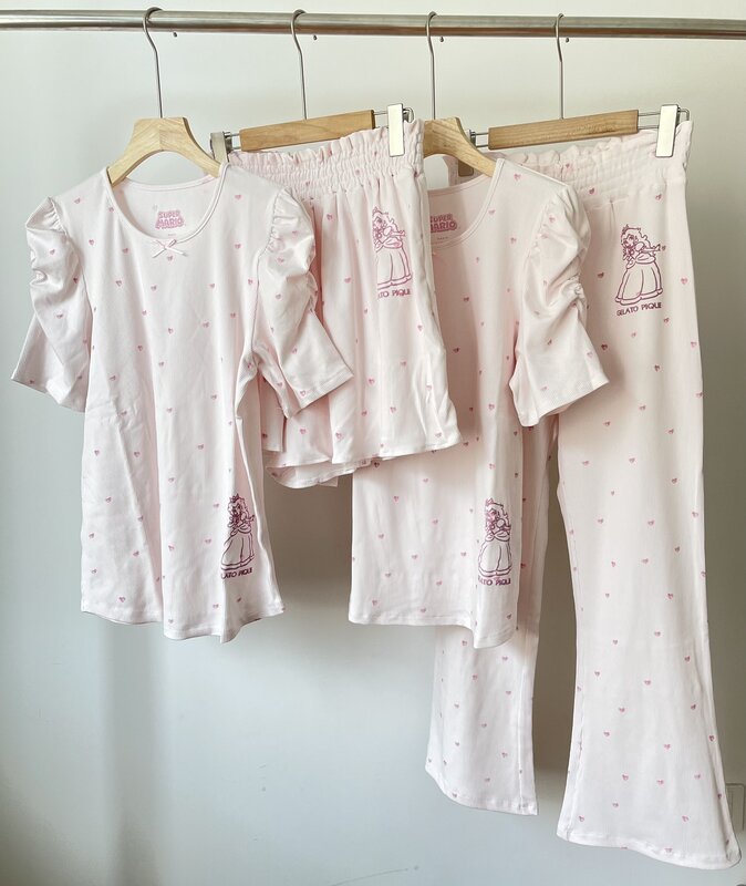 Odzież pokojowa damska piżama letnia bielizna nocna księżniczka śliczne Kawaii spodenki z okrągłym dekoltem bufiaste rękawy damski zestaw Homewear modalne