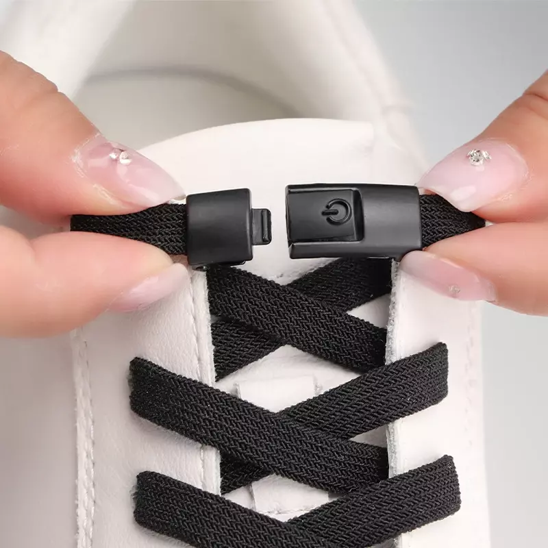 1 para sznurowadeł z blokadą bez krawatów elastyczne sznurówki trampki dziecięce płaskie buty dla dorosłych buty bez sznurówek sznurówki dla akcesoria do butów