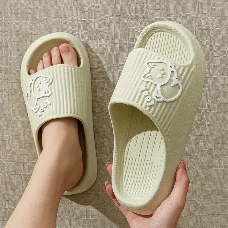 Zapatillas de casa de suela blanda para mujer, sandalias de plataforma gruesa para playa, chanclas coreanas de Eva para parejas, verano 2023