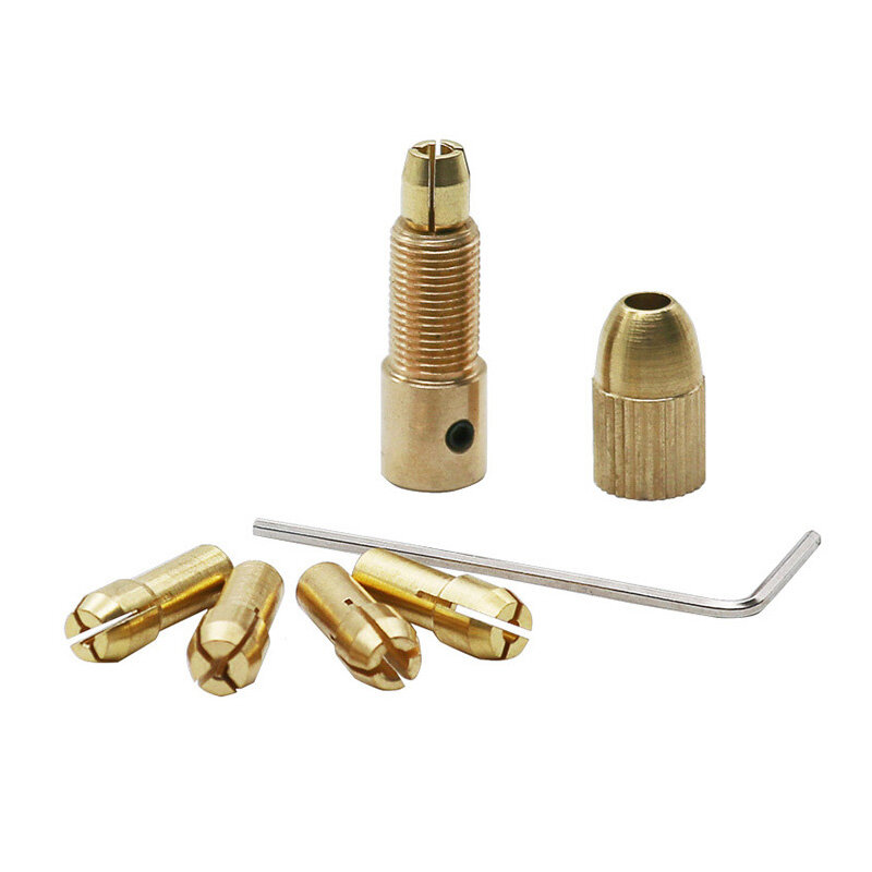 Bor Mini Collet kuningan, 7 buah/set 2.35/3.17/4.05/5.05mm untuk alat mata bor poros Motor listrik adaptor Chuck