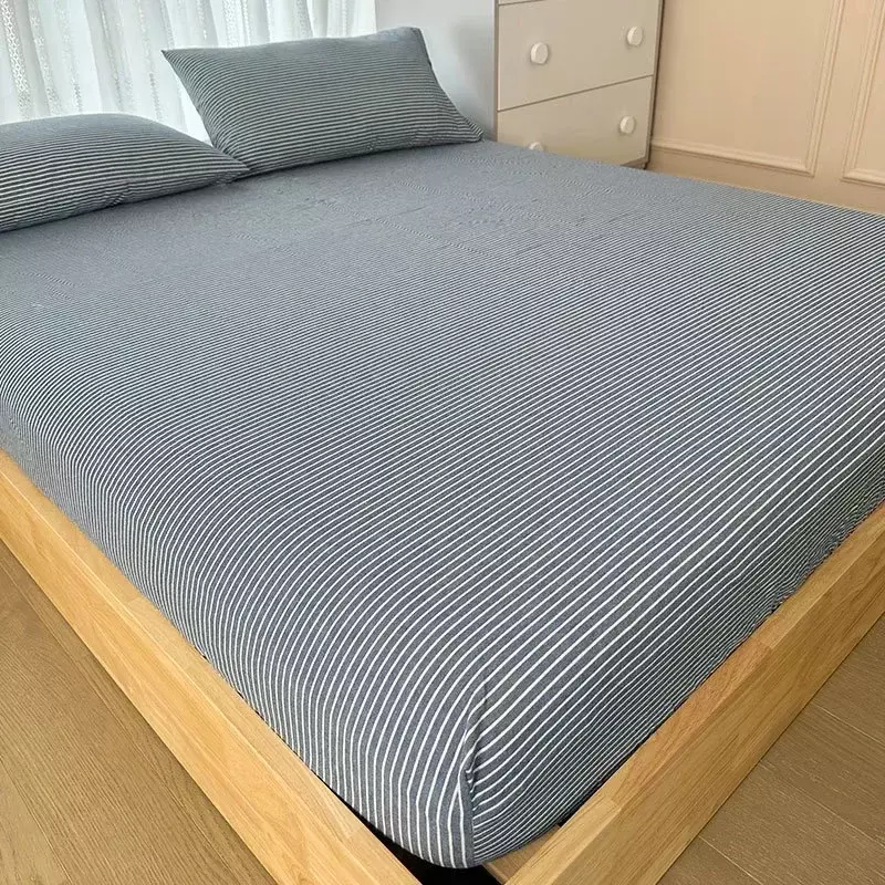 Pure cotton bedsheet single piece protective cover dust cover with raised student cotton plaid   153