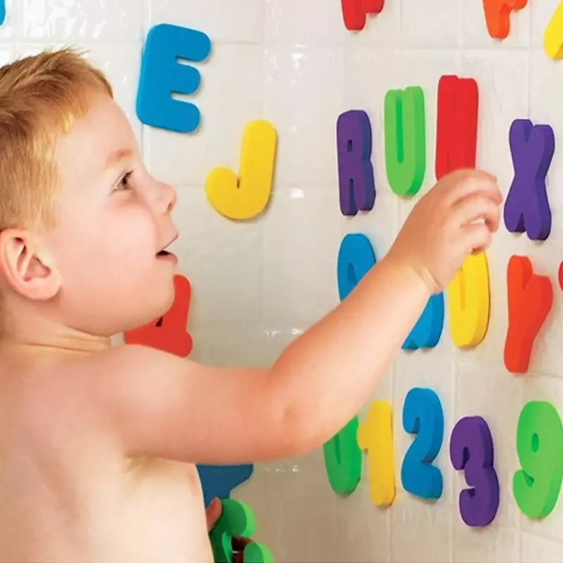 Juguete de baño con letras alfanuméricas para niños, rompecabezas 3D de goma EVA suave, juguete educativo para el baño, 36 unidades