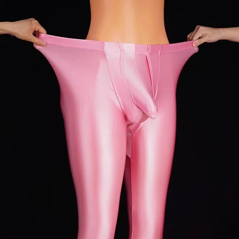 DROZENO New Color Women Oily Luster Tights pants sexy tights silk pants slim high Elasticity silky yoga swim sport glossy pants