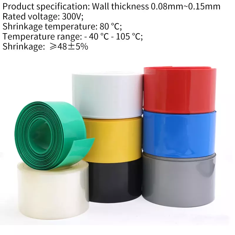 85Mm ~ 350Mm 18650 Lithium Batterij Hittekrimpbuis Li-Ion Wrap Cover Skin Pvc Krimpkous Film Mouwen isolatie Schede