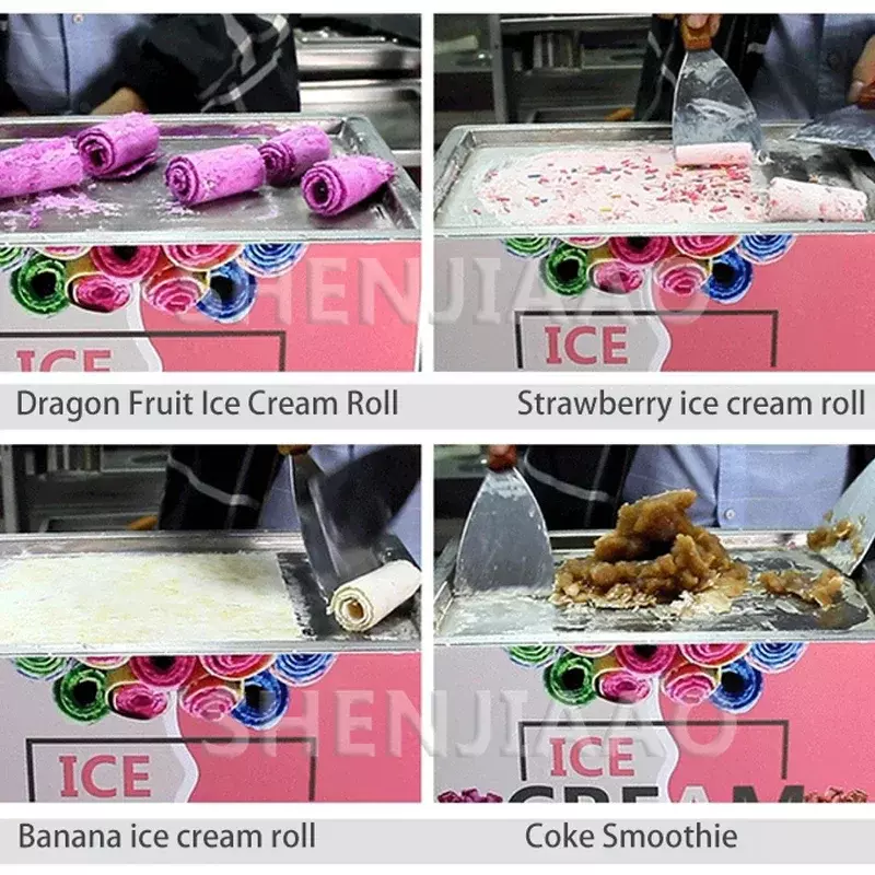 เครื่องทำไอศกรีมทอดกระทะสี่เหลี่ยมใหม่110V/220V เครื่องทำโยเกิร์ตทอดกระทะใหญ่สำหรับครัวเรือนเครื่องทำไอศกรีมทอด