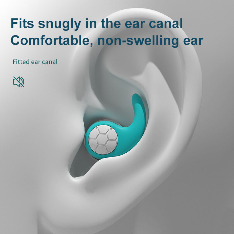 1 pasang sumbat telinga tidur silikon lembut, penyumbat telinga berenang tahan air dengan peredam bising