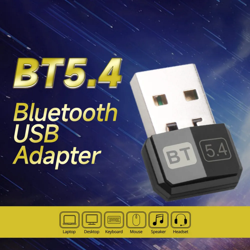 PC 스피커용 USB 블루투스 5.4 5.3 동글 어댑터, 무선 마우스 키보드 음악 오디오 리시버 송신기 드라이브 무료