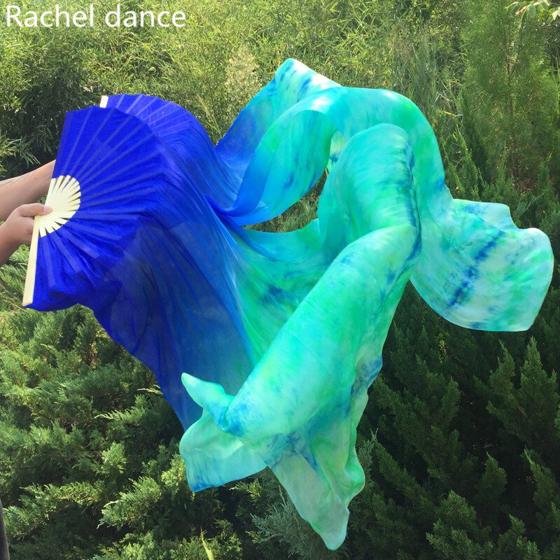 Ankunft Tie-gefärbt Bauchtanz Fan Schleier für Frauen/Mädchen 180cm lange 100% reale Natürliche seide Fans für Tanzen freies verschiffen EIN paar