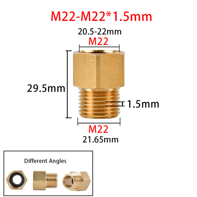 Latão 3/8 "1/2" m14 m18 m22 rosca conector macho fêmea adaptador de pressão arruela arma mangueira conector de bronze montagem