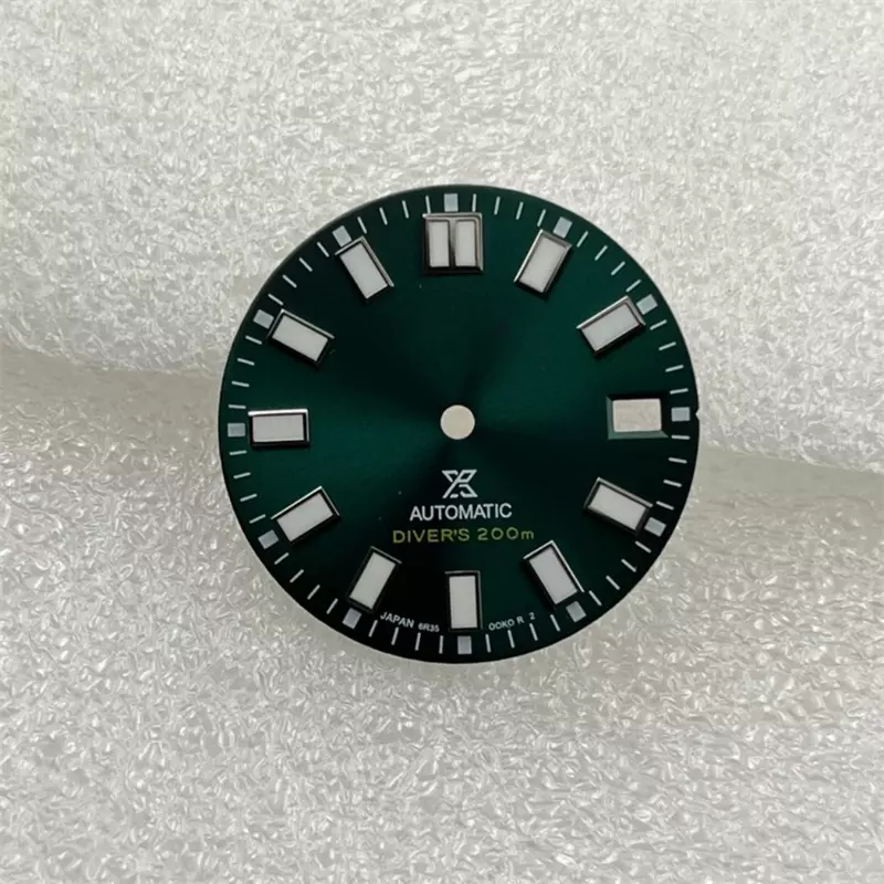 Циферблат для часов 28,5 мм, зеленые светящиеся циферблаты для мужских часов, аксессуары для часов, запасные части, подходит для движения NH35/NH36