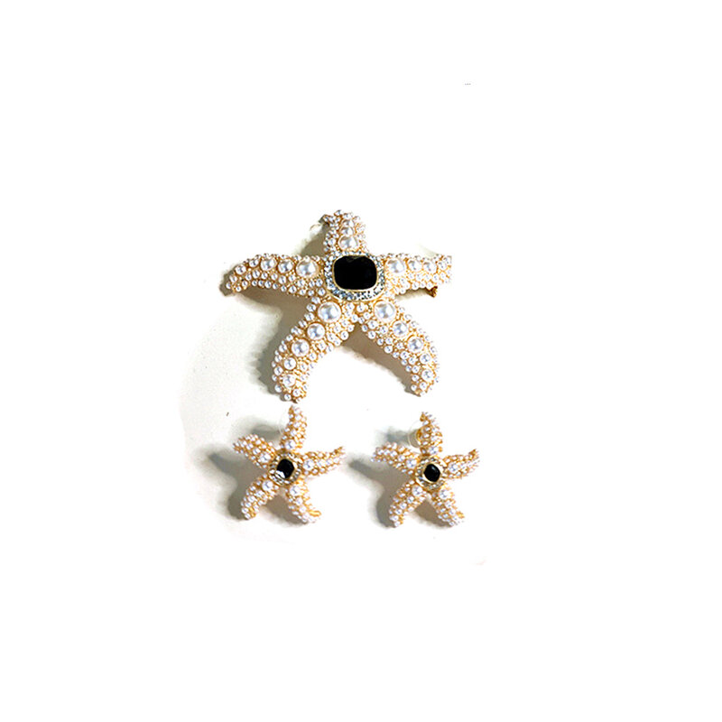 Bros bintang laut mutiara antik korsase 925 anting klip telinga perak untuk wanita set perhiasan perempuan set wanita