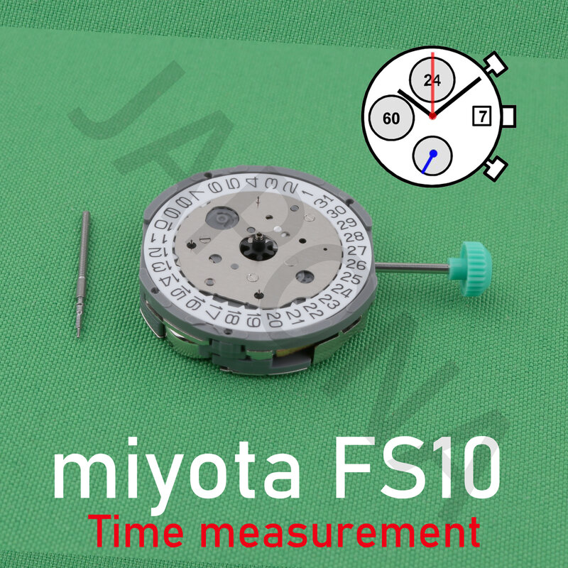 Miyota FS10 Movement Chrono, Min, seg, 24 Hora Data, Este produto é disco