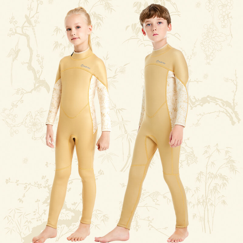 Неопреновый гидрокостюм для девочек и мальчиков, детский термокостюм для серфинга и дайвинга, купальный костюм для Акваланга, сохраняет тепло, для холодной воды, 3 мм толщиной