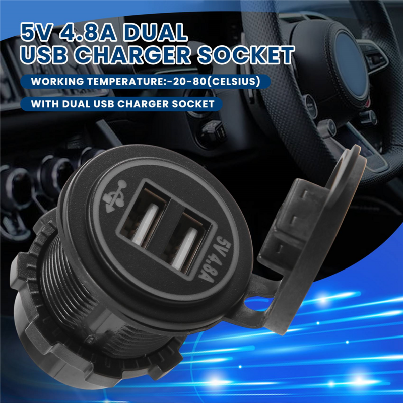 5V 4.8a Dual Usb Lader Socket Adapter Stopcontact Voor 12V 24V Auto Schip Rv
