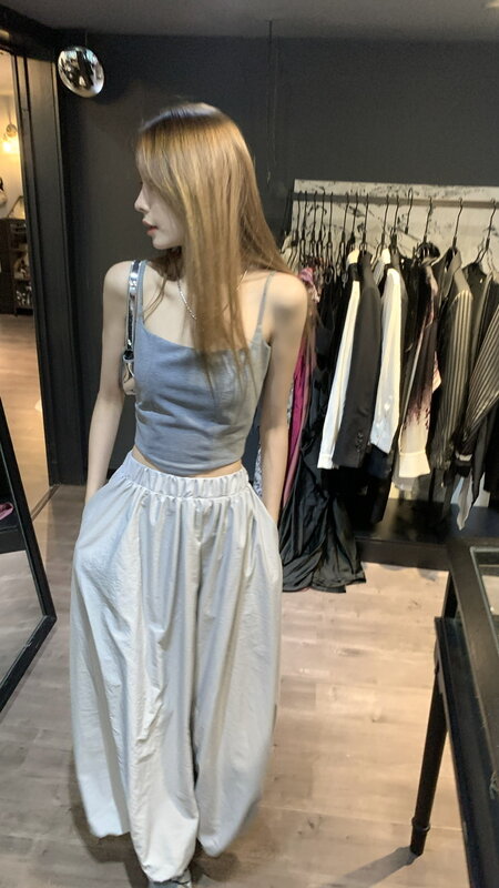 Vintage Y2k Midi Skirts Women Spring 2024 Y2K Streetwear Casual Long Skirts Elastic Waist