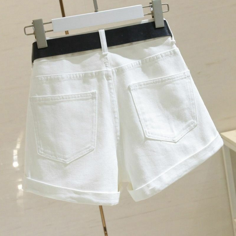 Hoch taillierte Jeans shorts 2024 Sommer New Style Damen locker sitzende Hot pants vielseitige Schlankheit Hose mit weitem Bein koreanische Version