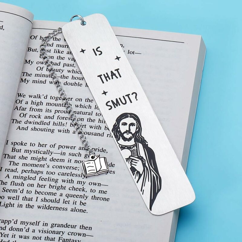 Funny Metal Bookmark With Tassel Book Lover Humor Peeking Jesus Book Marker - Is that Smut? Reader Birthday Gift