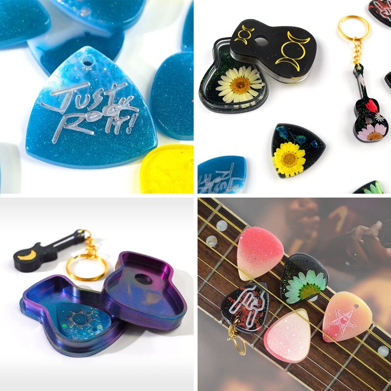 Guitar Pick Resin Molds DIY Guitar Triangle Plectrum Resin Mold Silicone Epoxy Casting Mould for Musical Accessories,Keychain