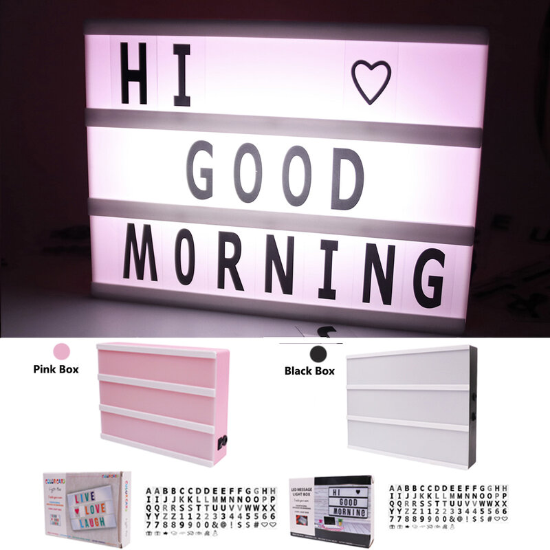 LED Night Light Box Card Battery Powered A4 A5 A6 Letter/ Number/ Symbol DIY Cards for Birthday Party Decoration Desk Lamp