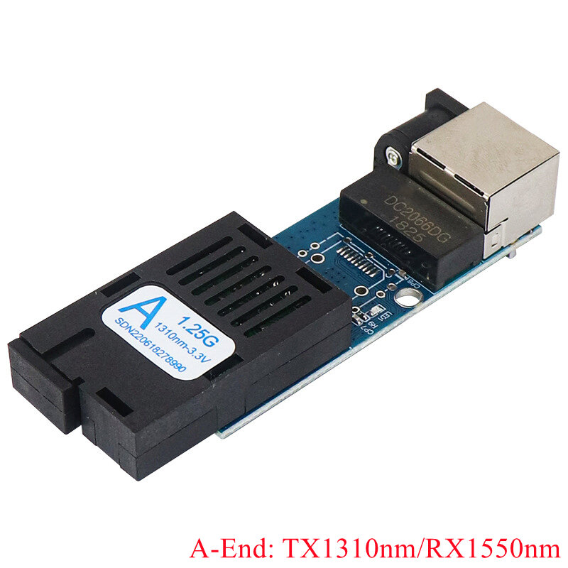 HTOC Mini Gigabit 1 Fiber 1 RJ45 Optic Media Converter 10/100/1000M Single Mode Single Fiber SC Port
