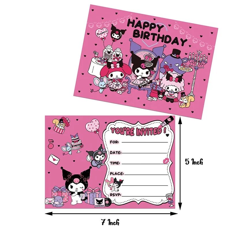 Hello Kitty การ์ดเชิญลายโปเกมอนปิกาจูการ์ดอวยพรวันเกิดอุปกรณ์สำหรับงานเลี้ยงวันเกิด