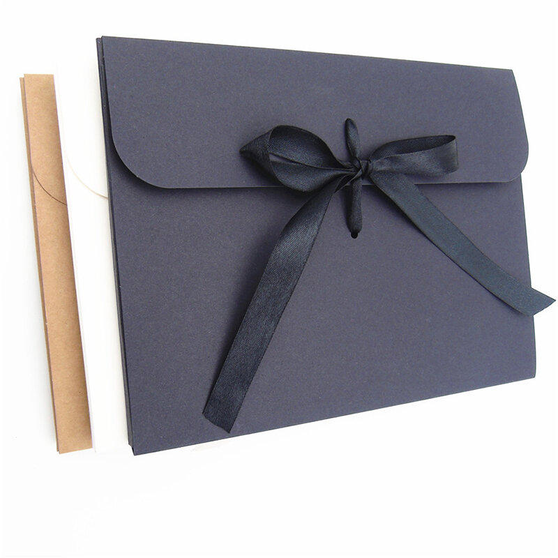 Envelope de papelão Kraft com fita, caixa de presente de alta qualidade, material comercial, carta convite da conferência, saco de documento, 24x18cm, 30pcs