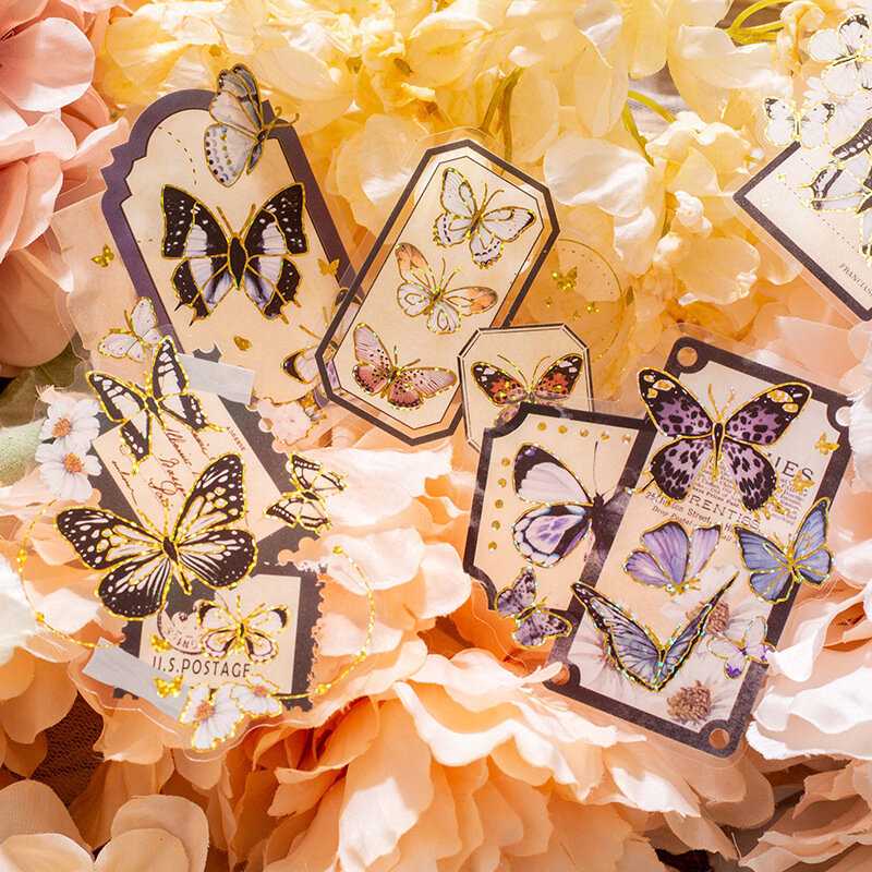 10 pz farfalla adesivi Scrapbooking Base materiale cartaceo oro estetica ombra mano conto decorativo forniture per animali domestici 153*95MM
