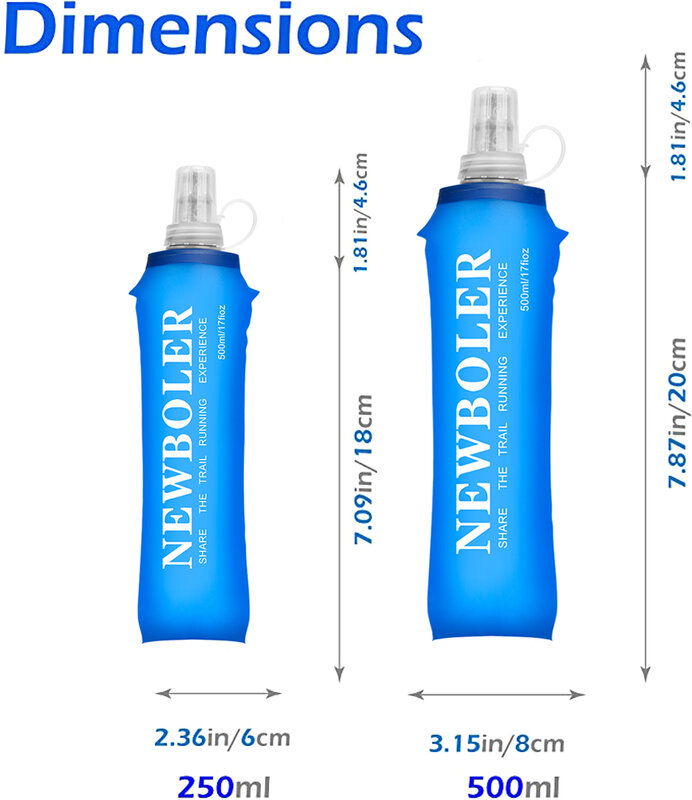 250ml 500ml  Soft Water Bottle Folding Collapsible TPU Soft Flask  For Running Hydration ack Waist Bag Vest SD09 SD10