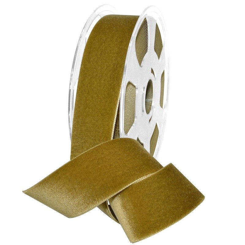 Morex Ribbon Nylon, 1 1/2 inches by 11 Yards, Antique Gold, Item 01240/10-533 Nylvalour Velvet Ribbon, 1 1/2" x 11 yd,