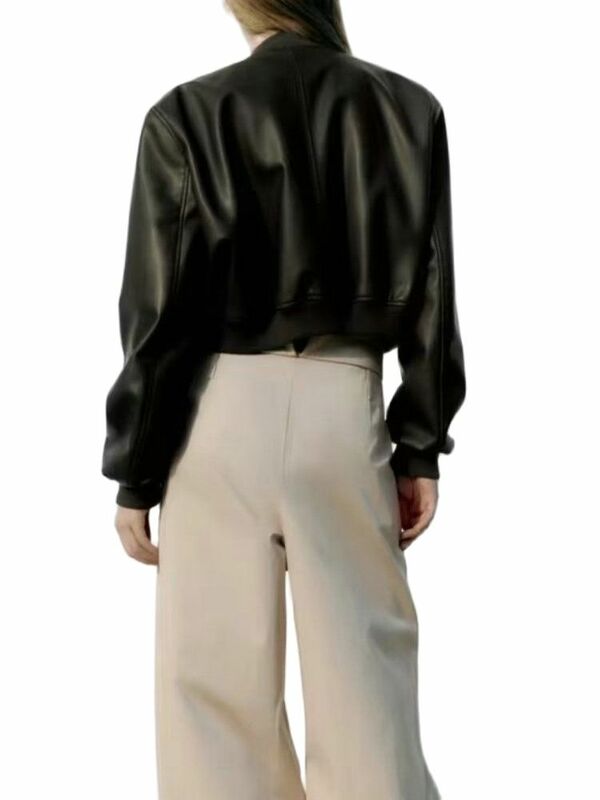 2023 jaket Bomber Vintage wanita, jaket balap Gotik kulit PU potongan cantik, pengendara sepeda motor bisbol, pakaian jalanan